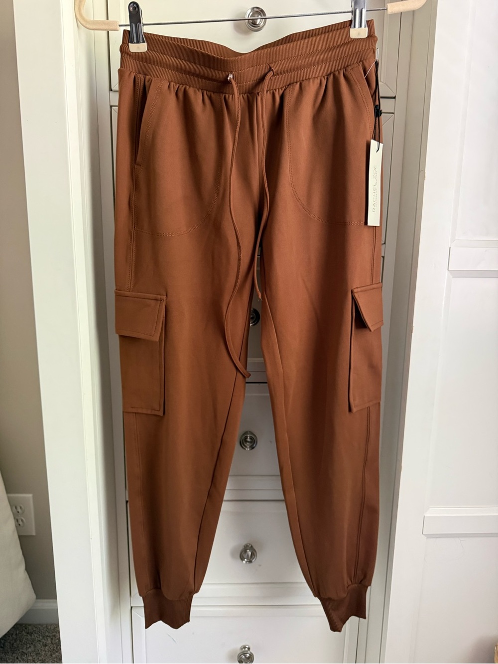 Rachel Zoe Cargo Joggers in Rust Brown
